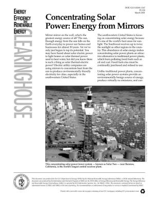Concentrating Solar Power: Energy from Mirrors