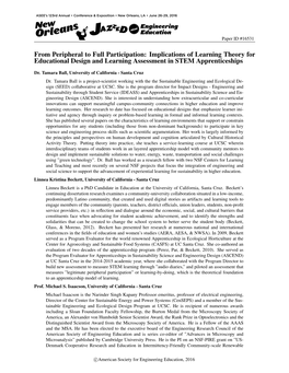 From Peripheral to Full Participation: Implications of Learning Theory for Educational Design and Learning Assessment in STEM Apprenticeships