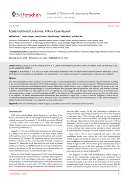 Acute Erythroid Leukemia: a Rare Case Report