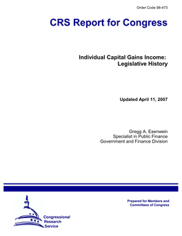 Individual Capital Gains Income: Legislative History