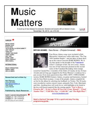 Music Matters a Round-Up of New Releases for Producers, Librarians and Anyone with an Interest in Music