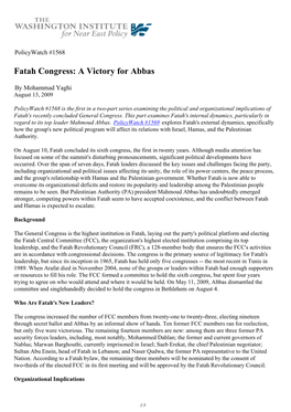 Fatah Congress: a Victory for Abbas