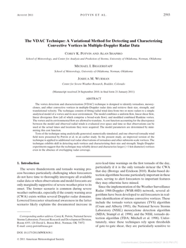 A Variational Method for Detecting and Characterizing Convective Vortices in Multiple-Doppler Radar Data
