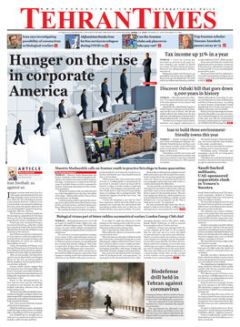 Hunger on the Rise in Corporate America Try Where Five Years of a Bloody Campaign Led by the Regime in Riyadh Have Shattered the Health System