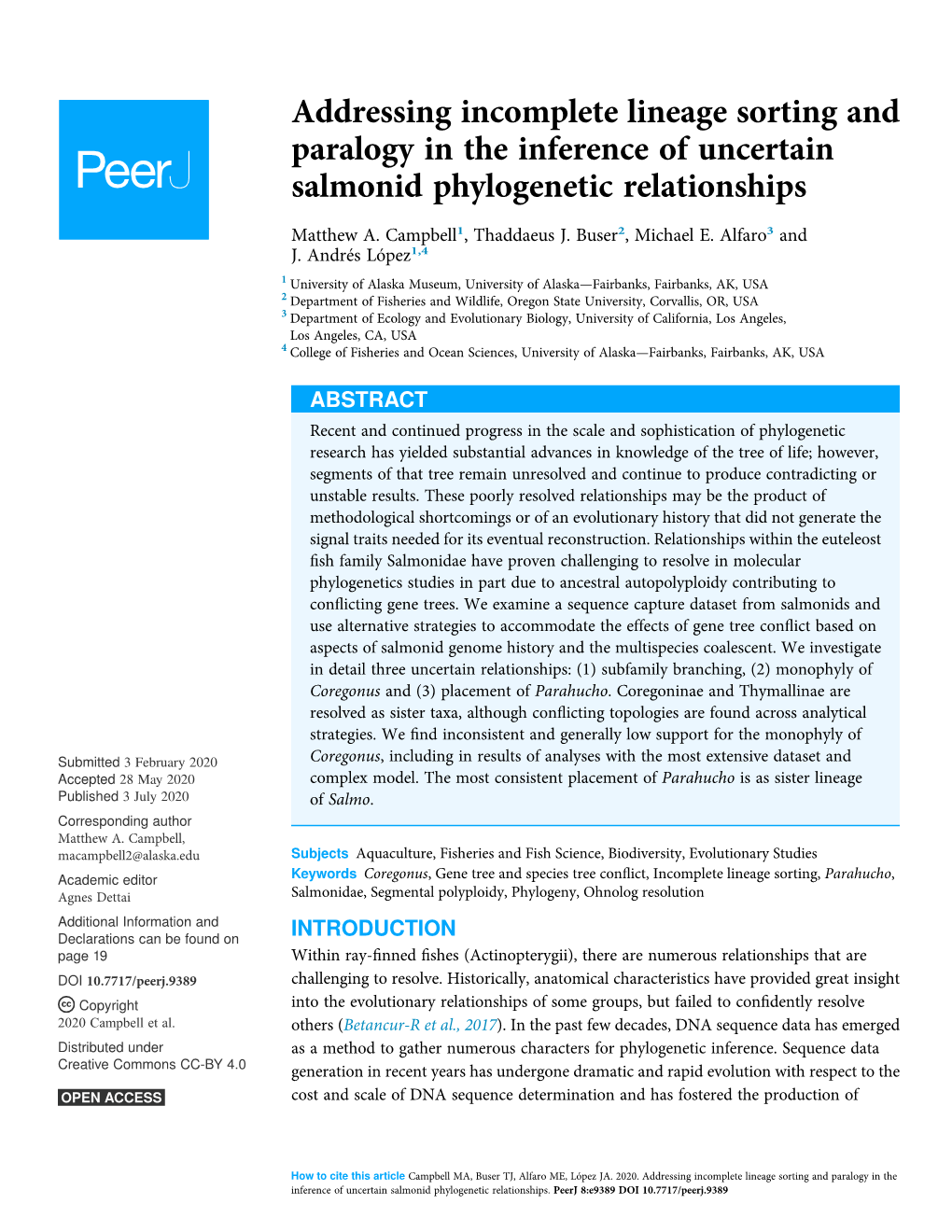 Addressing Incomplete Lineage Sorting and Paralogy in the Inference of Uncertain Salmonid Phylogenetic Relationships