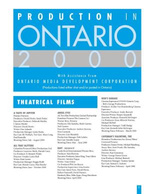 Productions in Ontario 2000