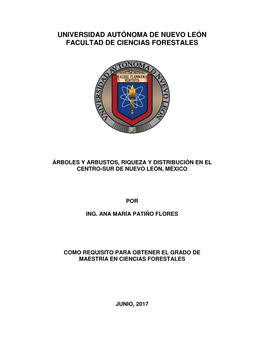 Universidad Autónoma De Nuevo León Facultad De Ciencias Forestales