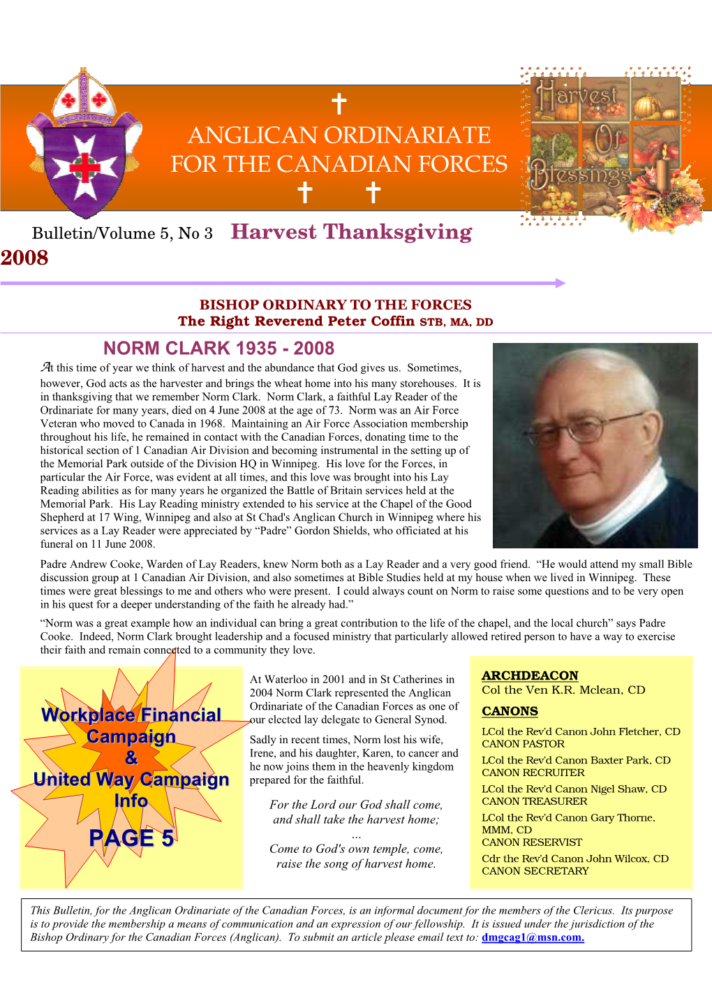 Ordinariate Newsletter 2008 – Thanksgiving