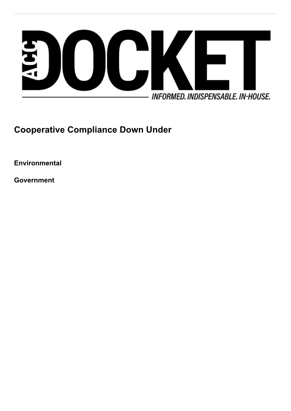 Cooperative Compliance Down Under