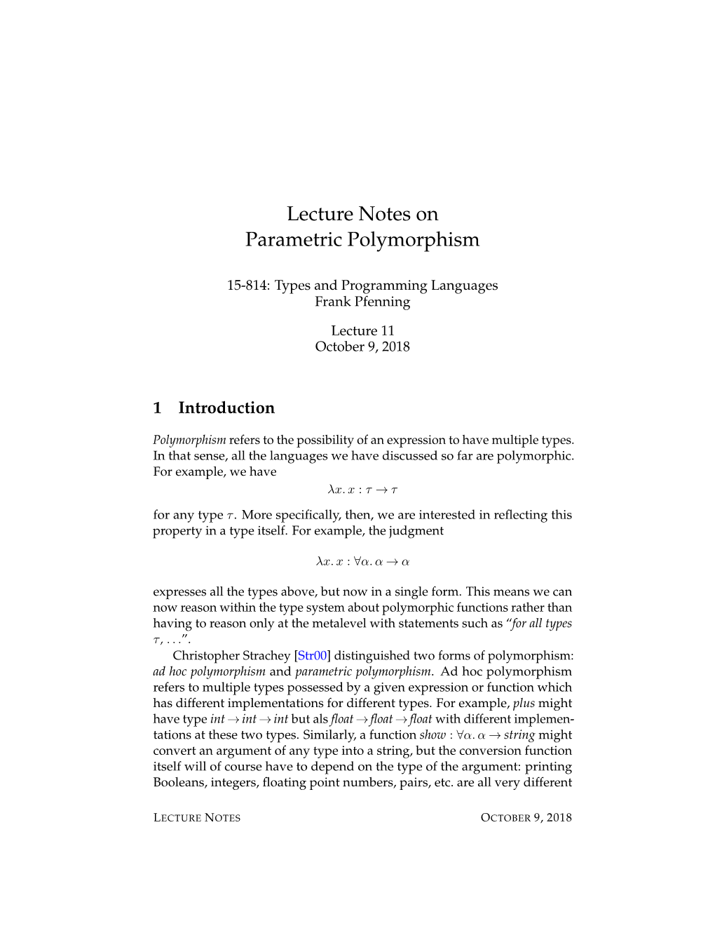 Parametric Polymorphism