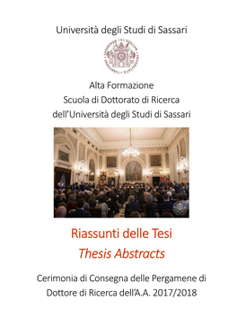 Riassunti Delle Tesi Thesis Abstracts