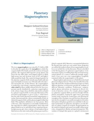 Planetary Magnetospheres