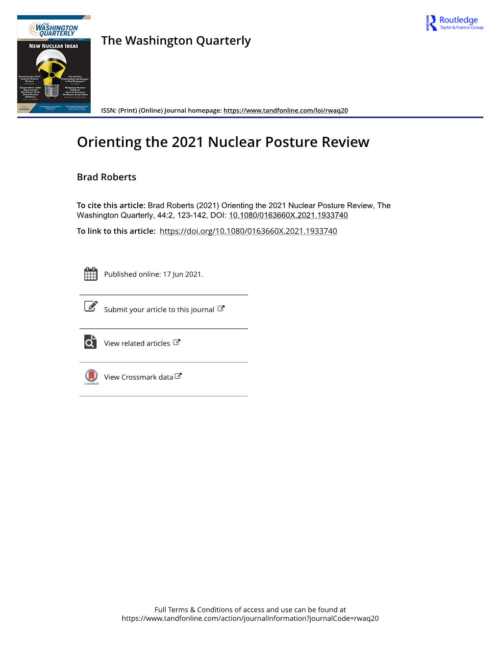 Orienting the 2021 Nuclear Posture Review