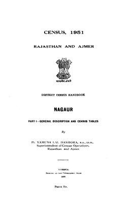 District Census Handbook, Nagaur, Part Rajasthan and Ajmer