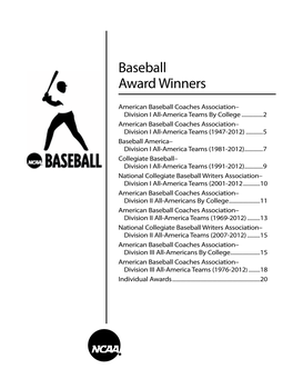 NCAA Baseball Award Winners