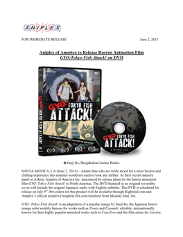 Aniplex of America to Release Horror Animation Film GYO:Tokyo Fish Attack! on DVD