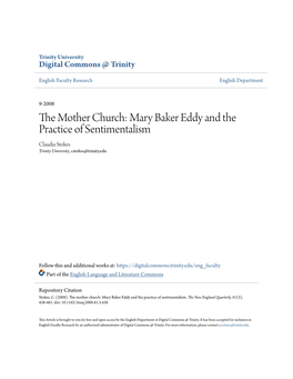 The Mother Church: Mary Baker Eddy and the Practice of Sentimentalism