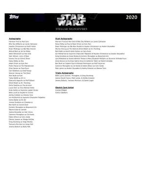 2020 Star Wars Stellar Signatures