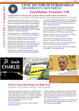 Euromaidan Newsletter # 58 CIVIC SECTOR of EUROMAIDAN GRASSROOTS MOVEMENT