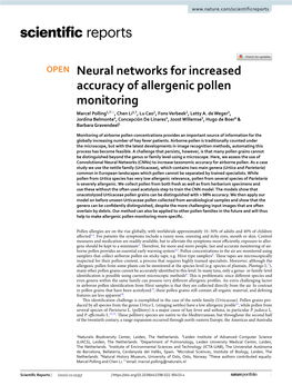 Neural Networks for Increased Accuracy of Allergenic Pollen Monitoring Marcel Polling1,7*, Chen Li2,7, Lu Cao2, Fons Verbeek2, Letty A