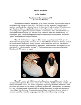 Shell of the Month by Dr. Rick Batt Nautilus Pompilius Linnaeus, 1758