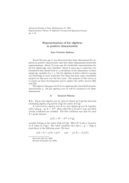 Representations of Lie Algebras in Positive Characteristic