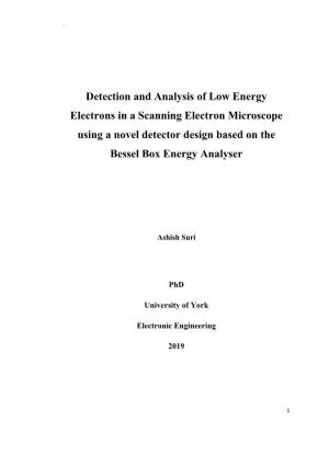 Detection and Analysis of Low Energy Electrons in a Scanning Electron Microscope Using a Novel Detector Design Based on the Bessel Box Energy Analyser