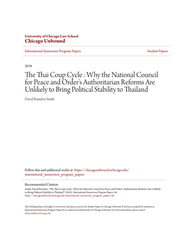 The Thai Coup Cycle : Why the National Council for Peace And