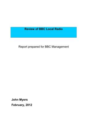 Review of BBC Local Radio Report Prepared for BBC Management