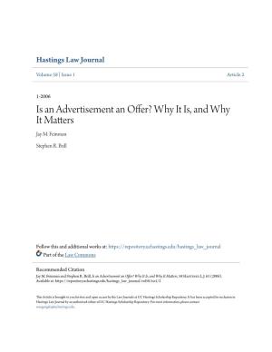 Is an Advertisement an Offer? Why It Is, and Why It Matters Jay M
