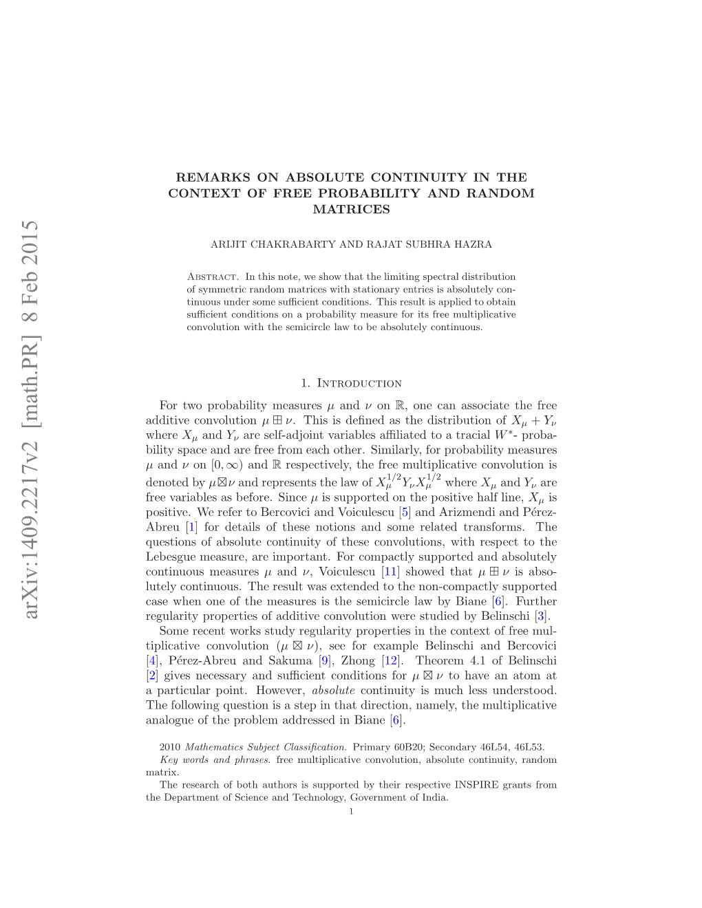 Remarks on Absolute Continuity in the Context of Free Probability And