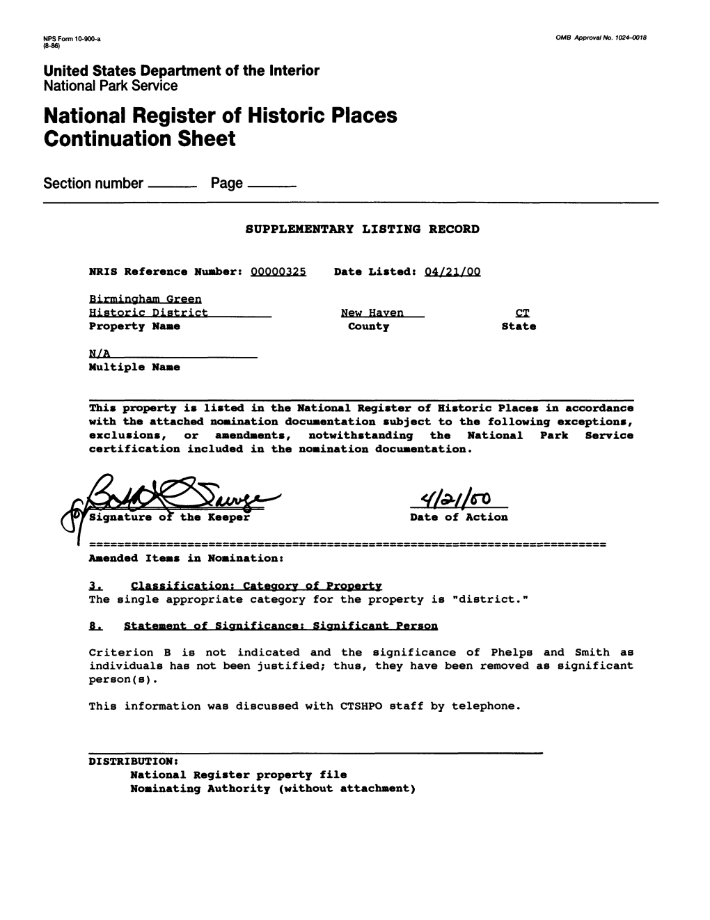 National Register of Historic Places Continuation Sheet