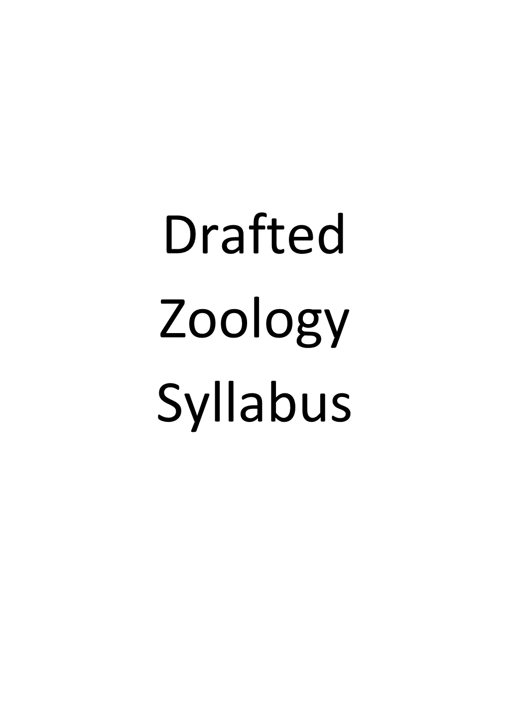 Drafted Zoology Syllabus