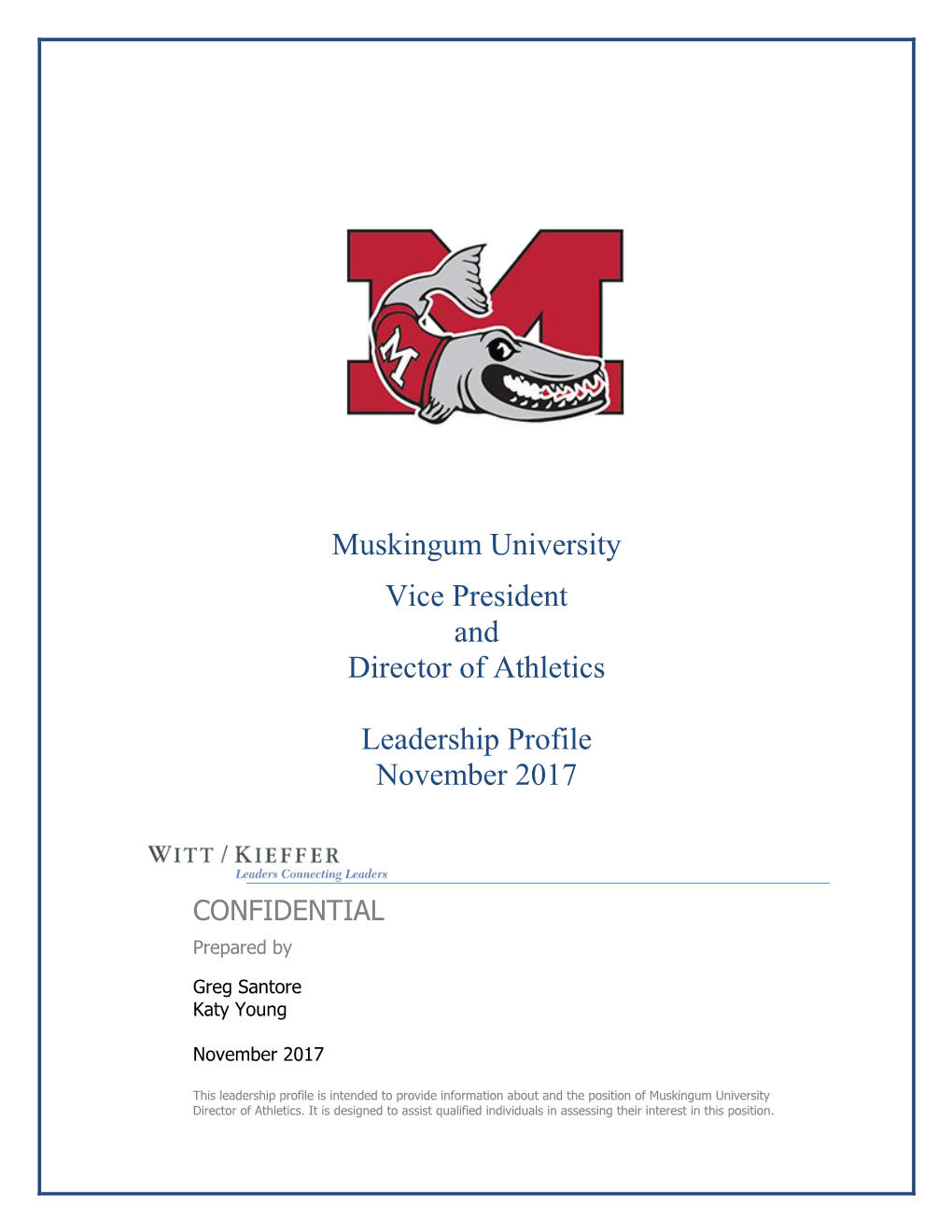 Muskingum University Vice President and Director of Athletics Leadership