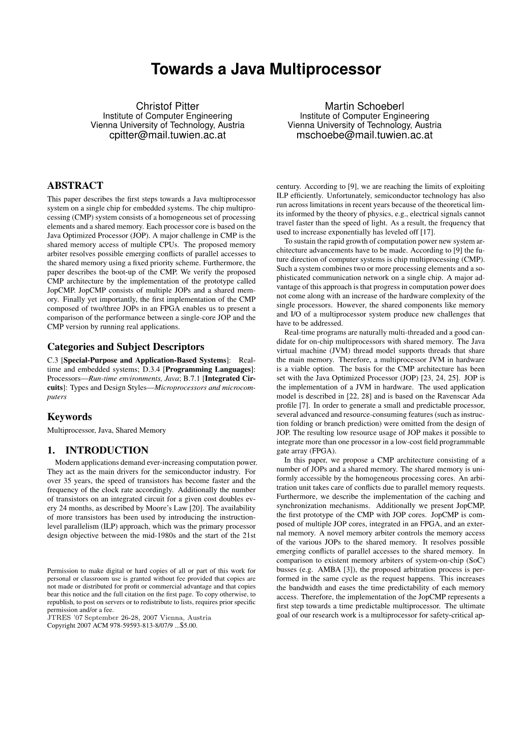 Towards a Java Multiprocessor