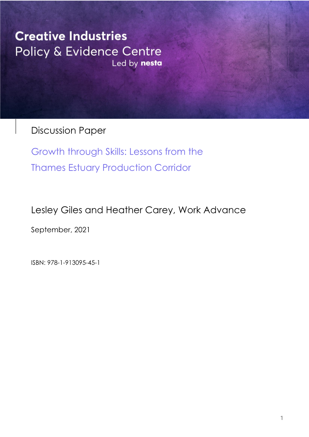 Lessons from the Thames Estuary Production Corridor Lesley Giles