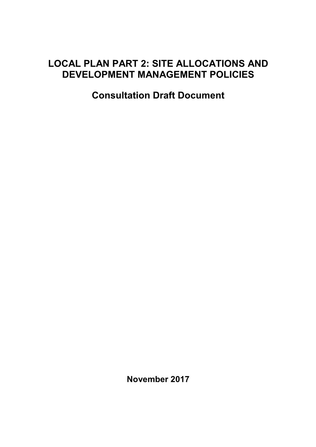 Local Plan Part 2: Site Allocations and Development Management Policies