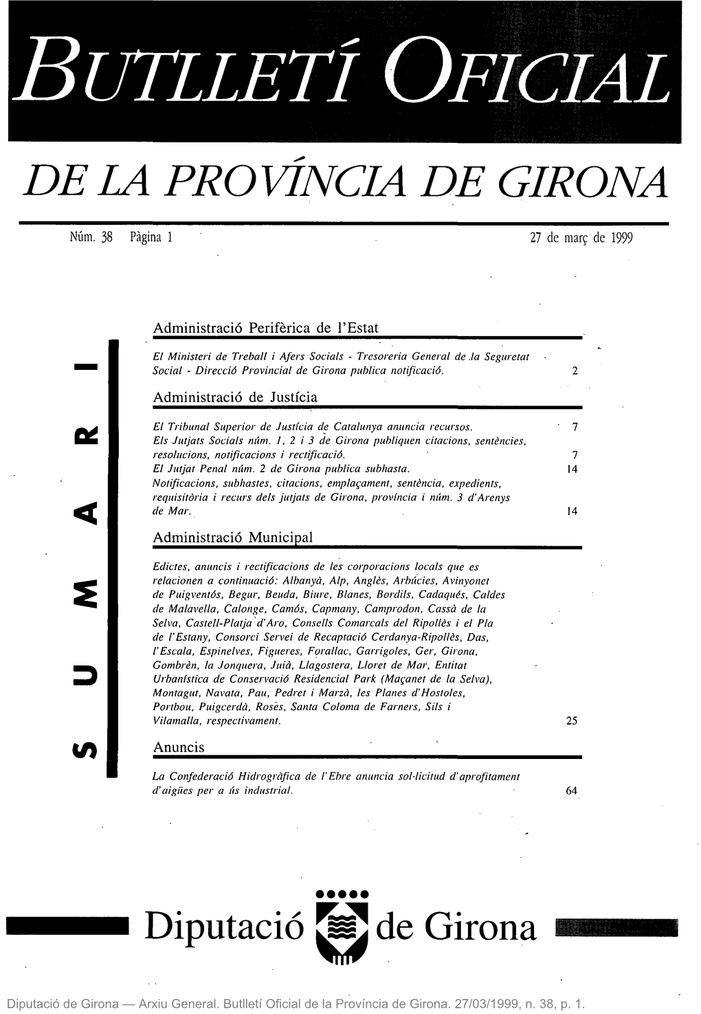 Butlletí Oflclal De La Provincia De Girona