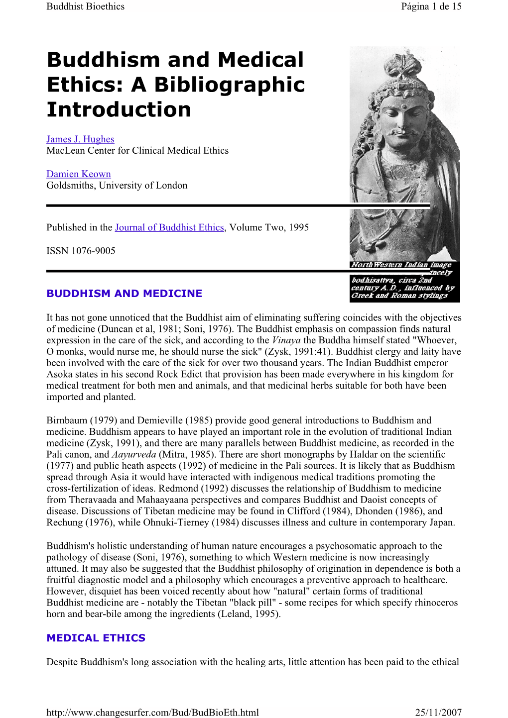 Buddhism and Medical Ethics: a Bibliographic Introduction