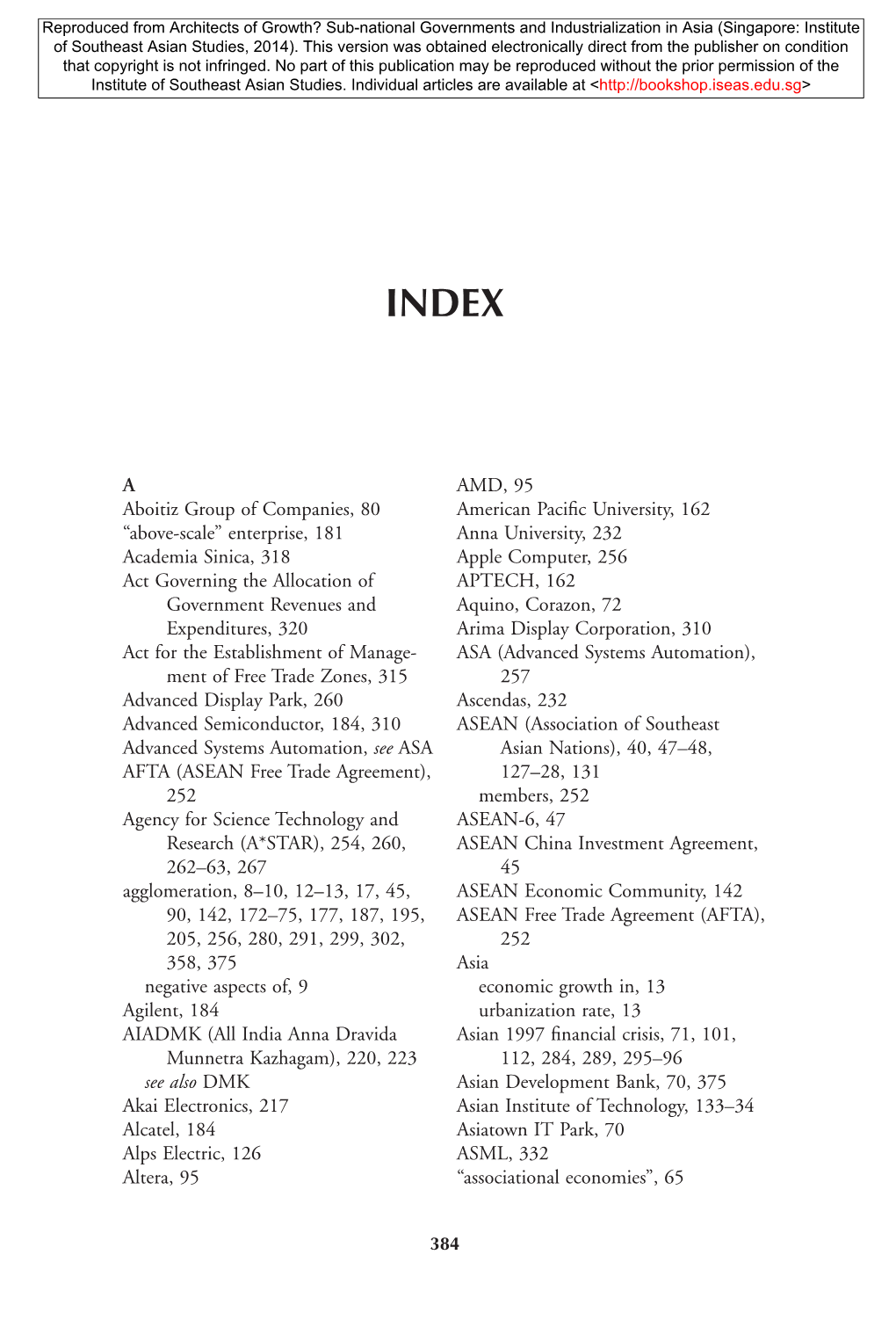 A Aboitiz Group of Companies, 80 “Above-Scale” Enterprise, 181