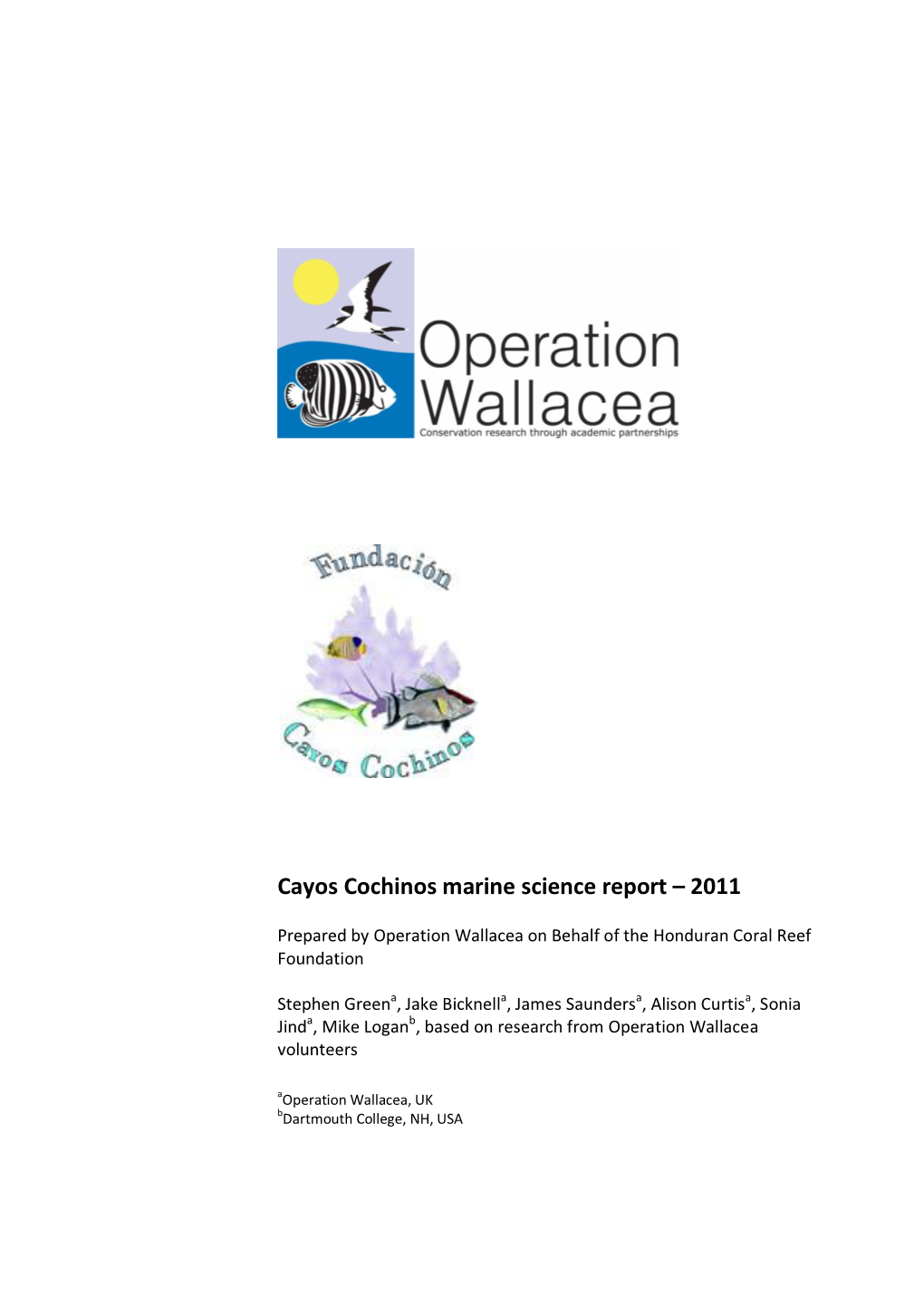 Cayos Cochinos Marine Science Report – 2011