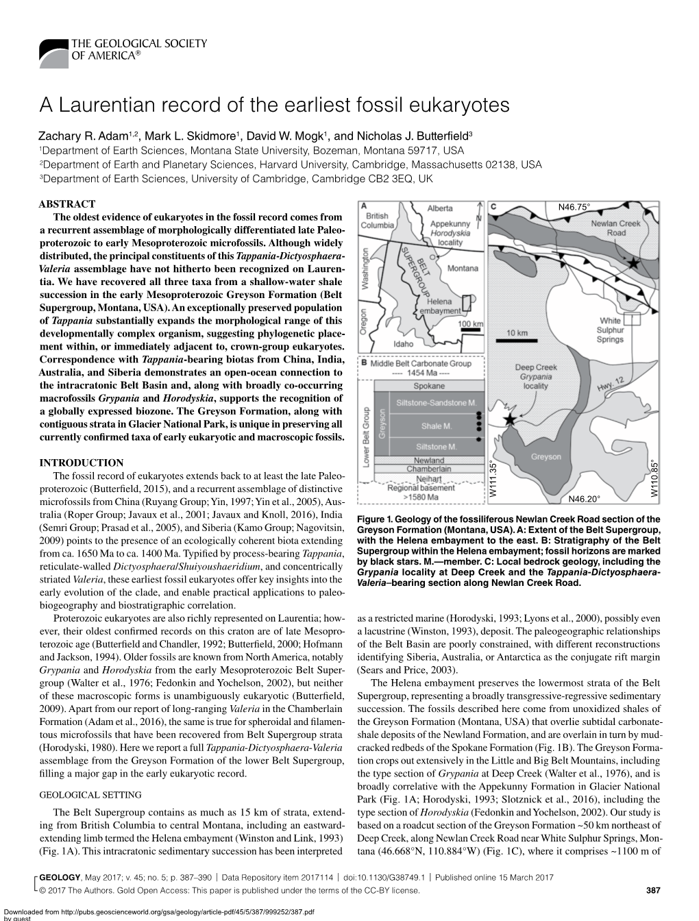 A Laurentian Record of the Earliest Fossil Eukaryotes