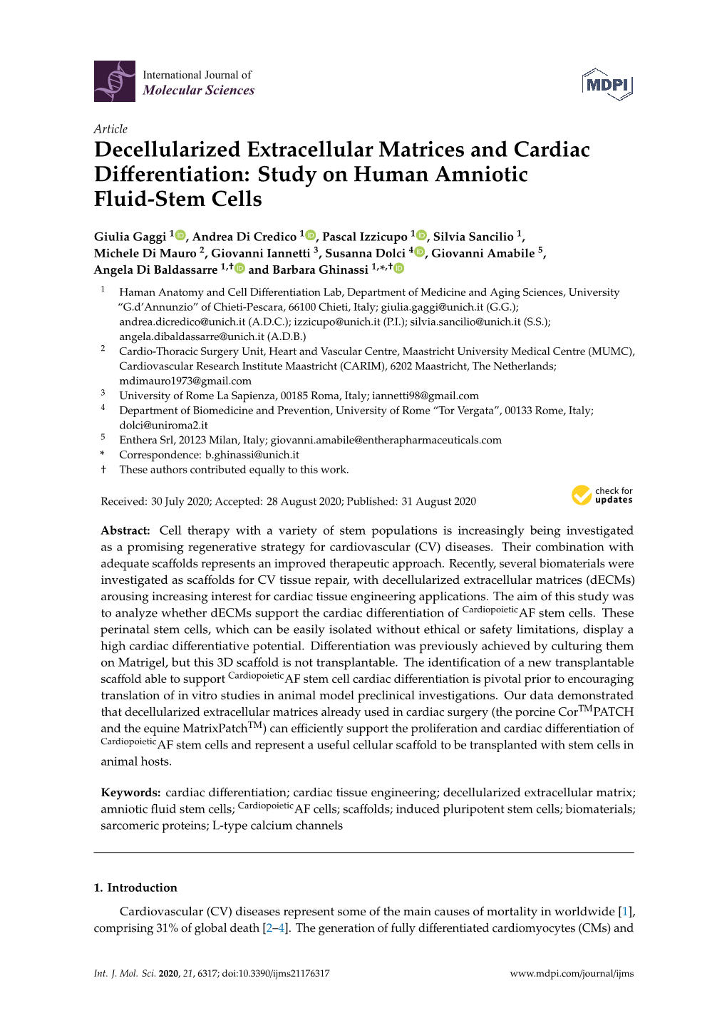 Decellularized Extracellular Matrices and Cardiac Differentiation