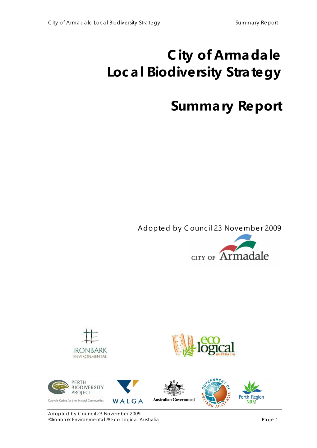 City of Armadale Local Biodiversity Strategy Summary Report