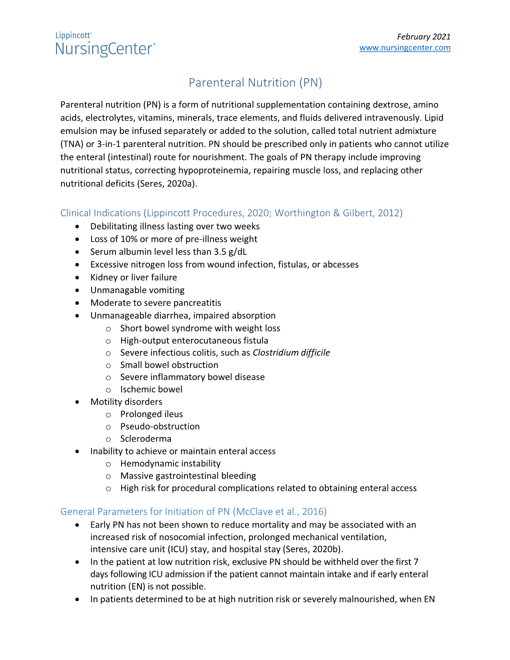 Parenteral Nutrition (PN)