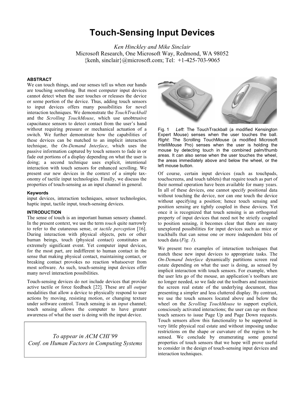 Touch-Sensing Input Devices