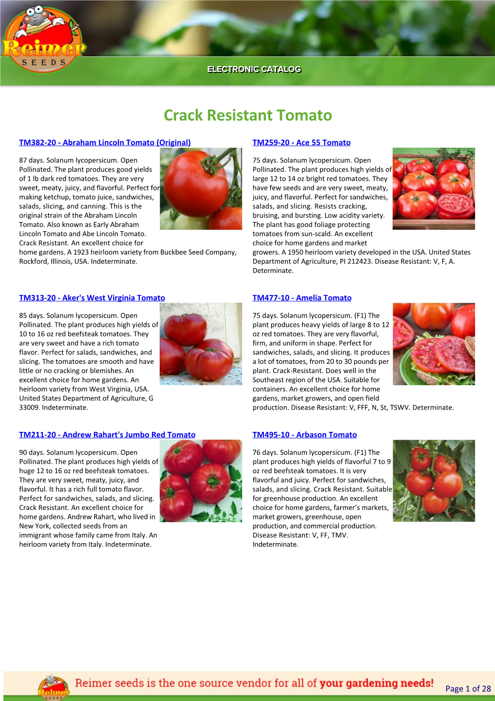 Reimer Seeds Catalog