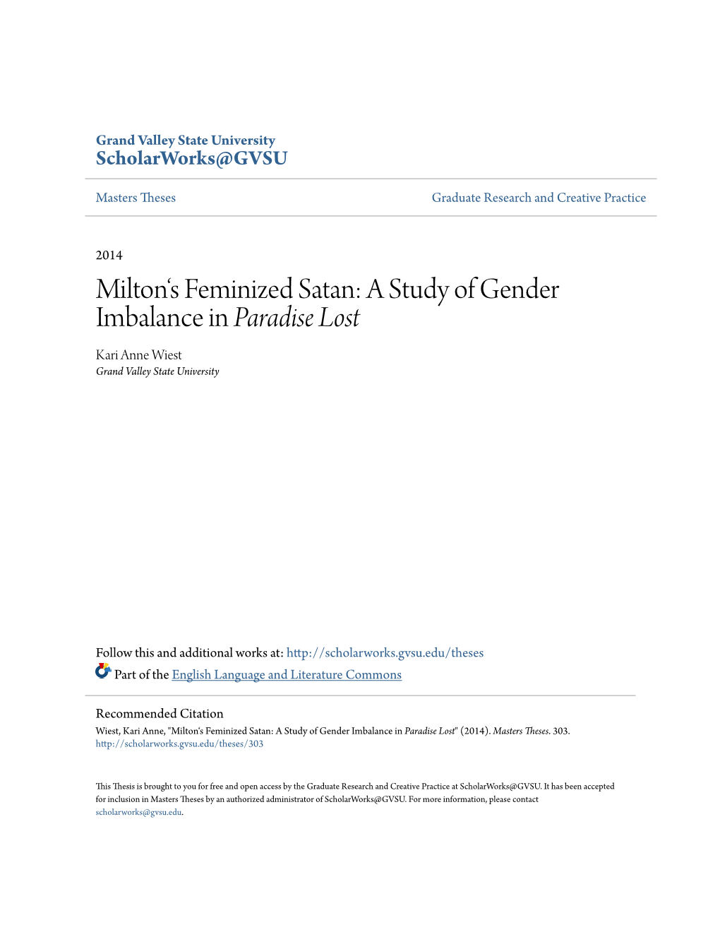 A Study of Gender Imbalance in <I>Paradise Lost</I>