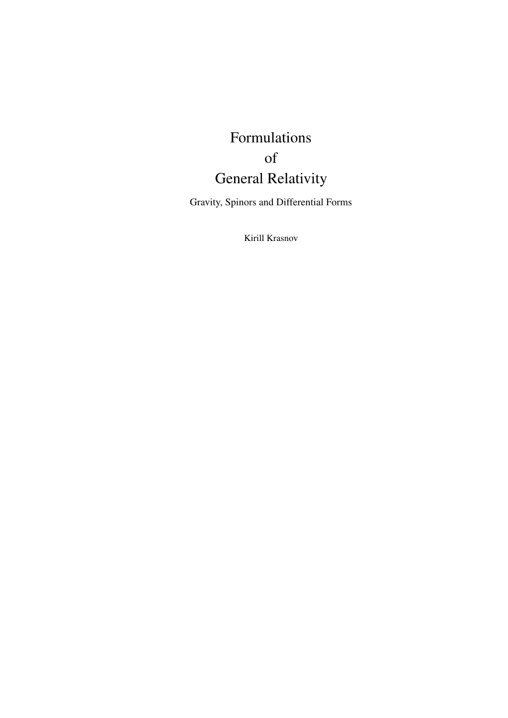 Formulations of General Relativity