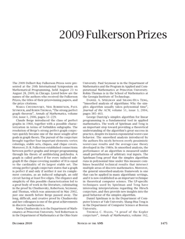 2009 Fulkerson Prizes